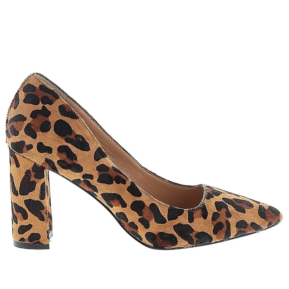 Banana Republic Animal Print Blocked Heel Pointy Genuine Leather Pumps 7M